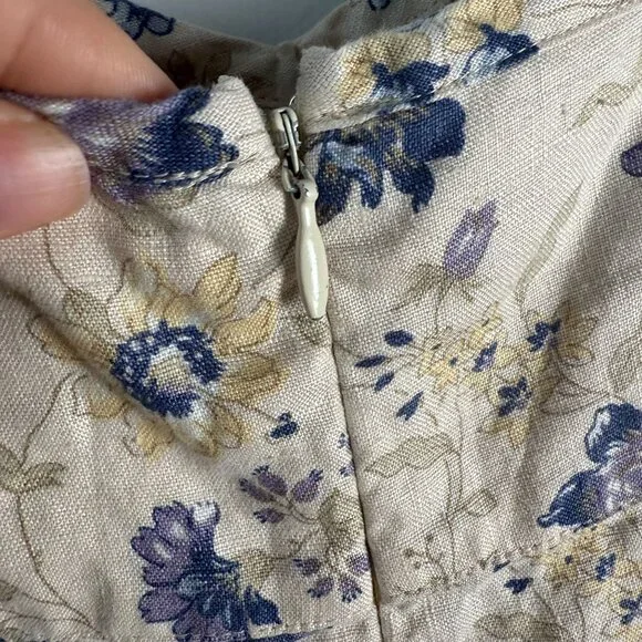 Gap Vintage Dress 100% Linen Floral Size 4 Y2K Cottagecore - Picture 7 of 8